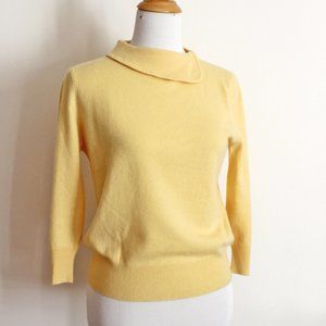Buttercup yellow cashmere collared sweater, L, Cynthia Steffe